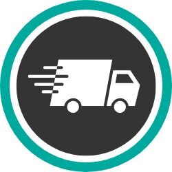 Piktogramm mit einem fahrenden Lieferfahrzeug