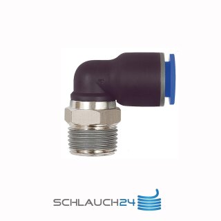 L-Steckverschraubung Winkel 90° drehbar mit Außengewinde konisch mit Gewindebeschichtung R 1/4 10 mm