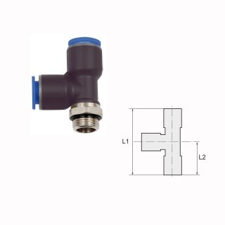 T-Steckverschraubung Steckanschlüsse in L-Form drehbar Außengewinde zylindrisch mit O-Ring (NBR)