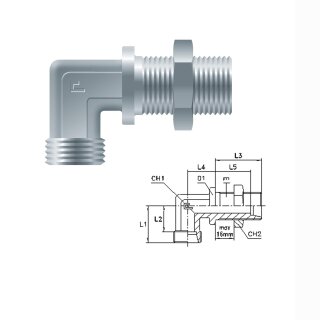 Winkelschottverschraubung ohne Muttern und Schneidringe WSV15L OMD
