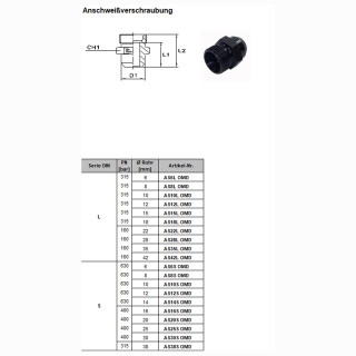 Anschweißverschraubung  AS15L OMD