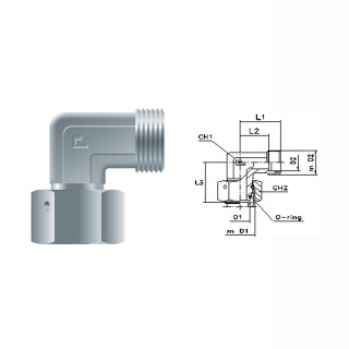 Einstellbare Winkelverschraubung mit Dichtkegel EW16S OMD