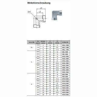 Winkelverschraubung ohne Muttern und Schneidringe W22L OMD