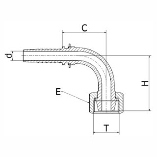 Pressnippel DKL 90° MSF 90° - Dichtkegel mit Überwurfmutter - leichte Reihe