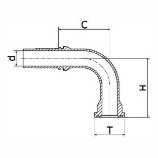 Pressnippel SFL 3.000 PSI 90° SFH 90° - Flanschbund SAE J514 (ISO 6162) Standard-Reihe 3.000 psi