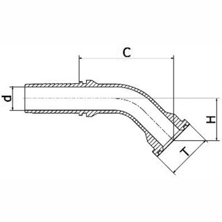 Pressnippel SFS 6.000 PSI 45° SFH 6-45° - Flanschbund SAE J514 (ISO 6162) Hochdruck-Reihe 6.000 ps